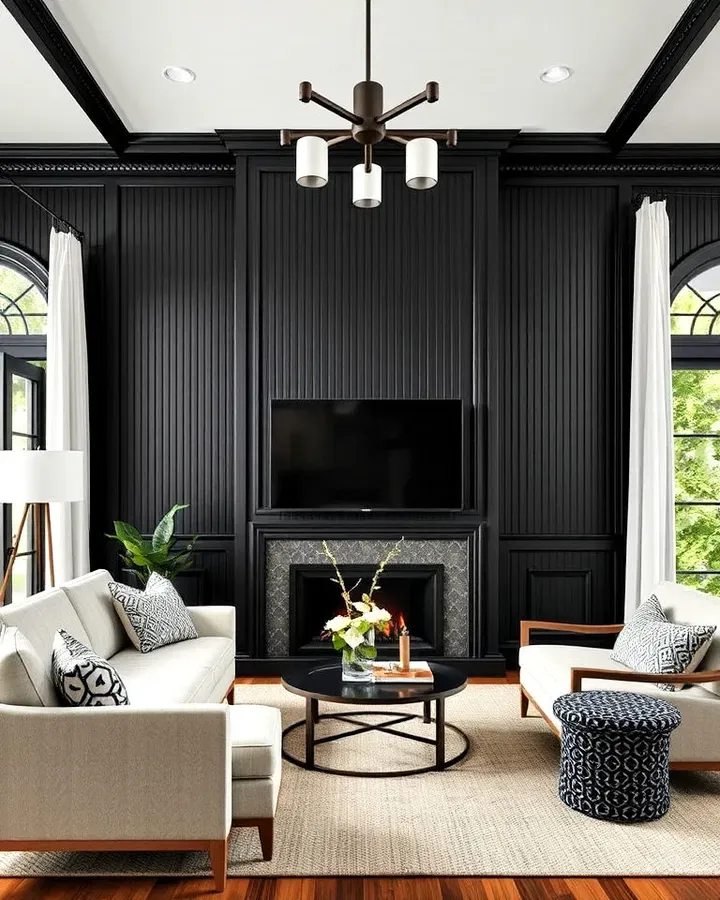 Black beadboard wall ideas