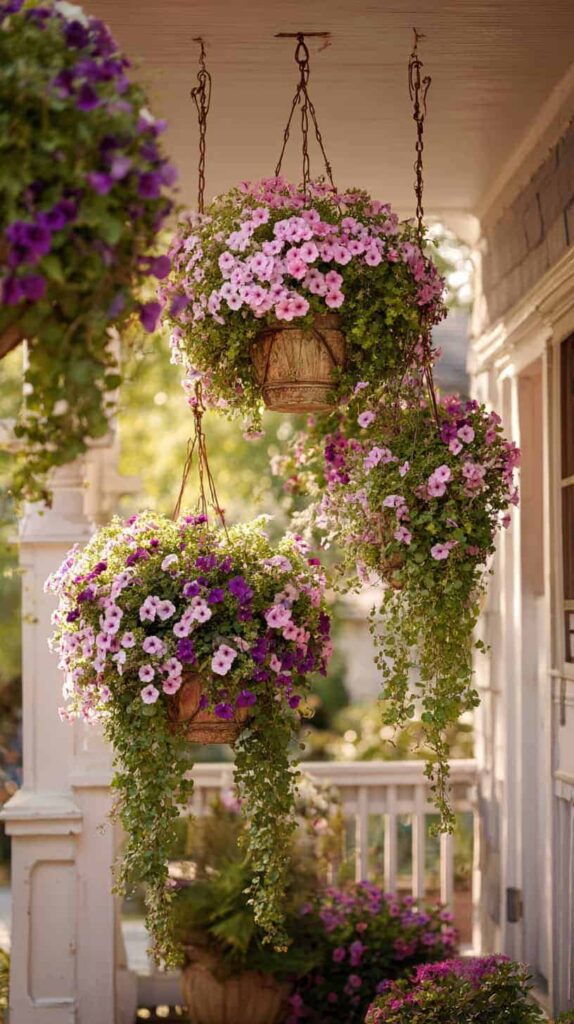 10 Modern Minimalist Summer Porch Styling Stylish Hanging Floral Basket Arrangements