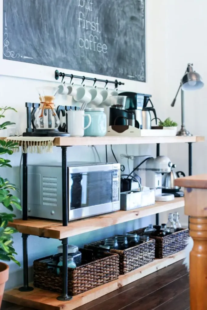 minimalist black pipe coffee station inspiration