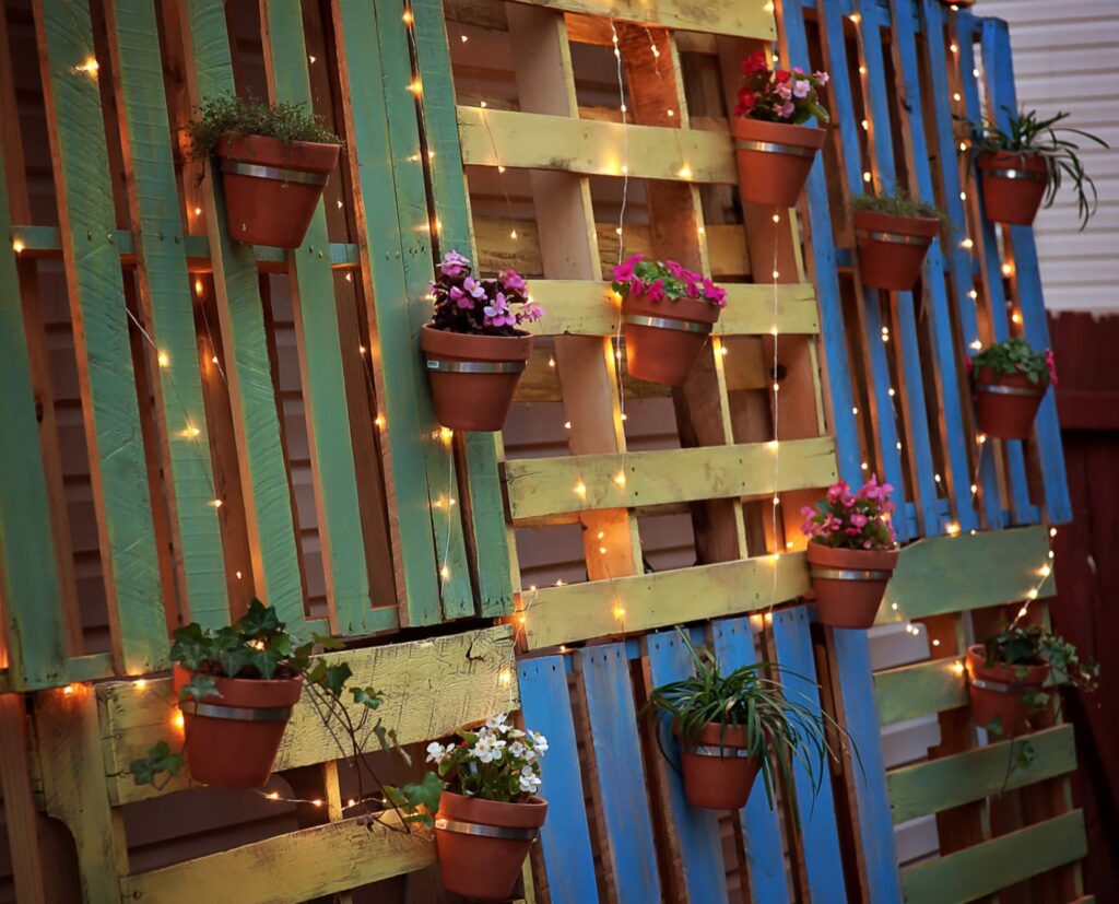 Space-Saving Pallet Wall Shelf Garden