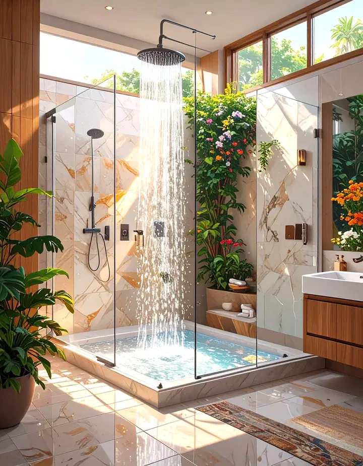 Small Elegant Bathroom with Glass Enclosure