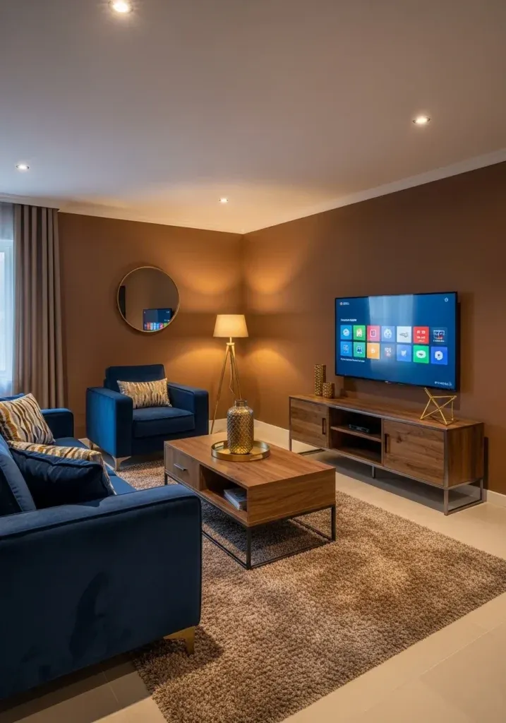 4 Brown Livingroom Aesthetic Accent That Will Instantly Give Your Space a High-End Luxury Aesthetic Look for 2026 Blue and Brown Decor