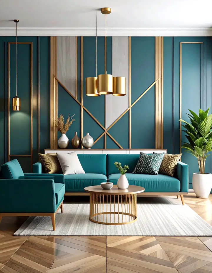 Modern Geometric Living Room Wall