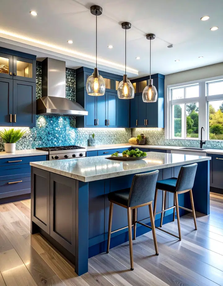 Reflective Glass Mosaic Kitchen Backsplash Ideas