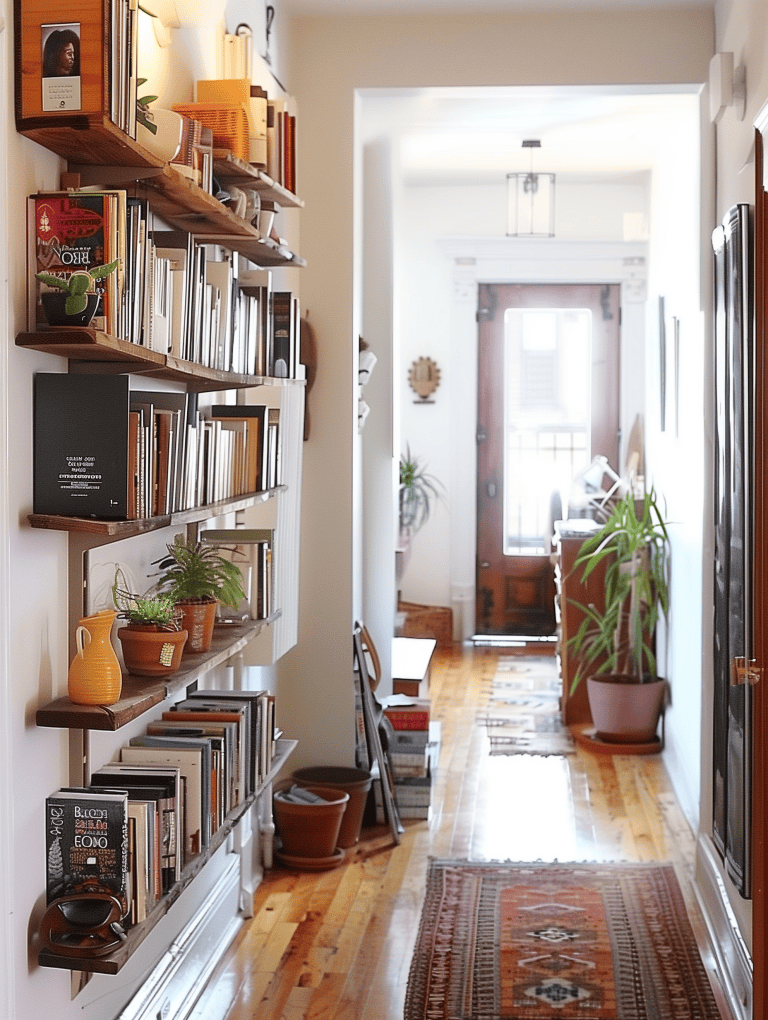 7 Small Hallway Decor Ideas for Narrow Spaces Hallway Book Display
