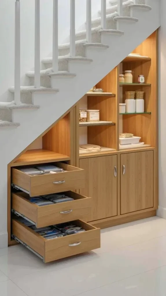 13 Smart Under Stairs Pantry Closet Shelving Ideas To Maximize Space Pull-Out Drawer Storage Solutions for Easy Kitchen Access