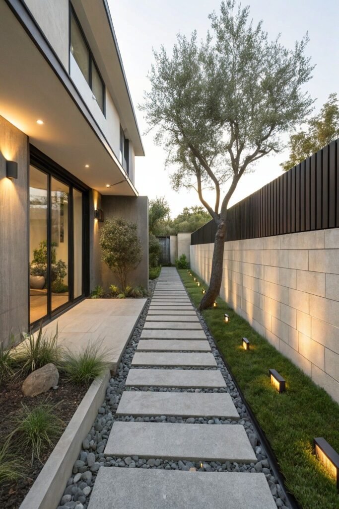 8 Modern Front Yard Landscaping: Simple, Clean-Line Designs to Elevate Your Home Exterior Paver Walkway