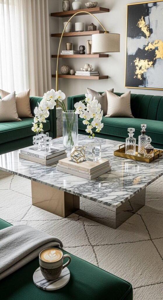 6 Apartment Living Room Inspiration You'll Want To Copy Instantly Marble Coffee Table