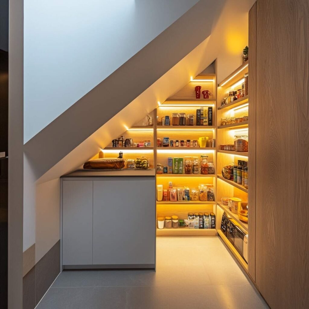13 Smart Under Stairs Pantry Closet Shelving Ideas To Maximize Space Kitchen Pantry LED Setup