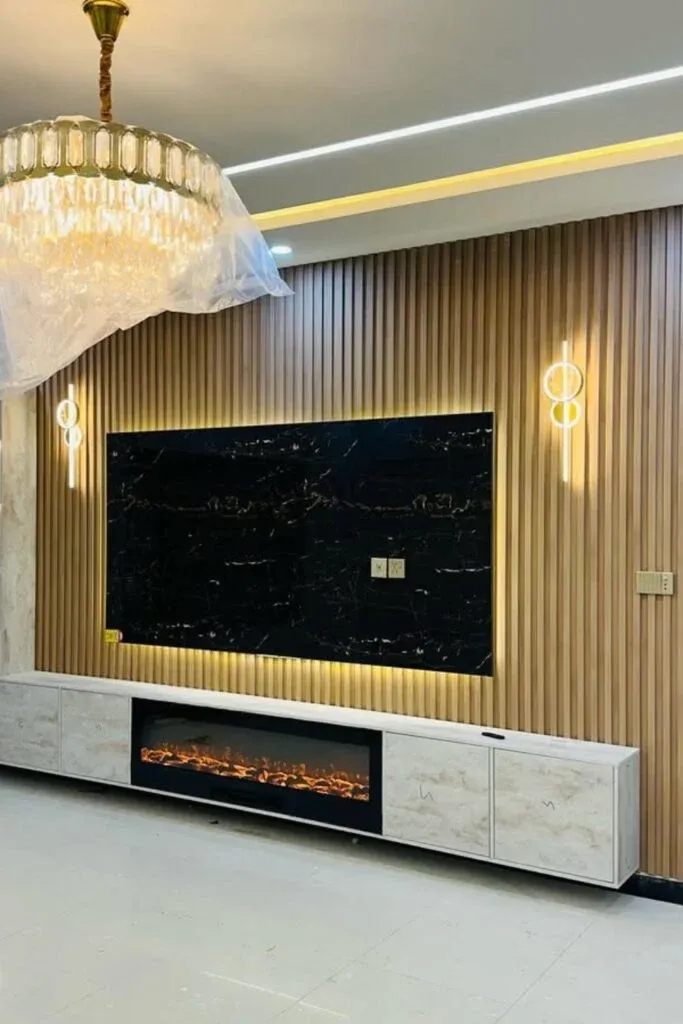7 TV Wall Design Ideas For a Luxury Modern Home Transformation Slatted Wall Design