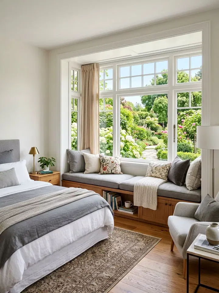 5 Small Bedroom Inspo Layout Ideas for Narrow Shaped Rooms Built-In Window Seat
