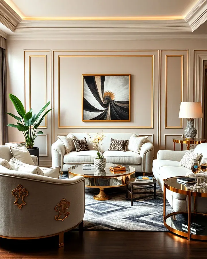 9 Glam Living Room High-End Furniture Layouts Featuring Stunning Premium Finishes Art Deco Furniture
