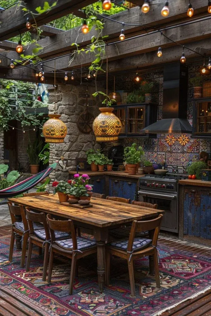 Boho Chic Outdoor Kitchen Ideas