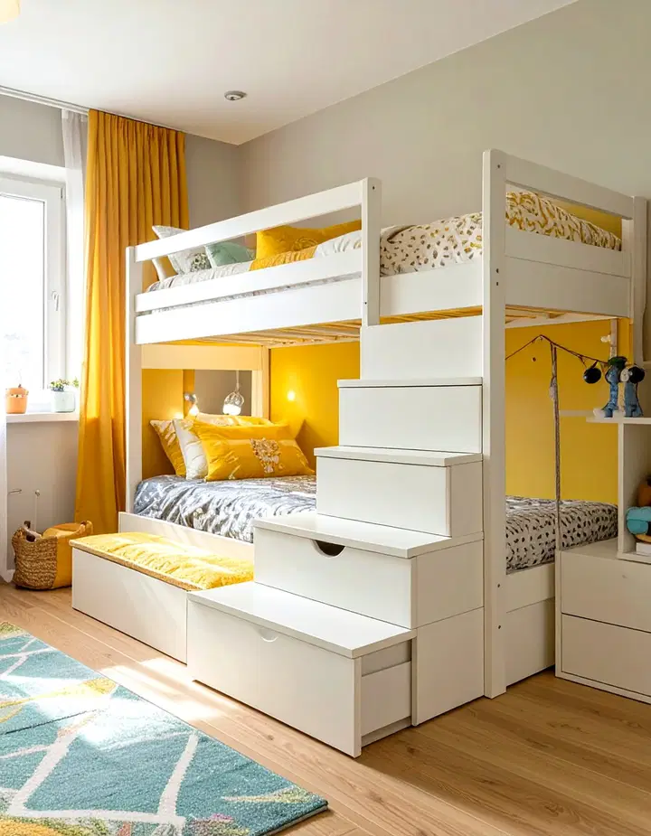 Space Saving Bunk Bed with Storage Stairs
