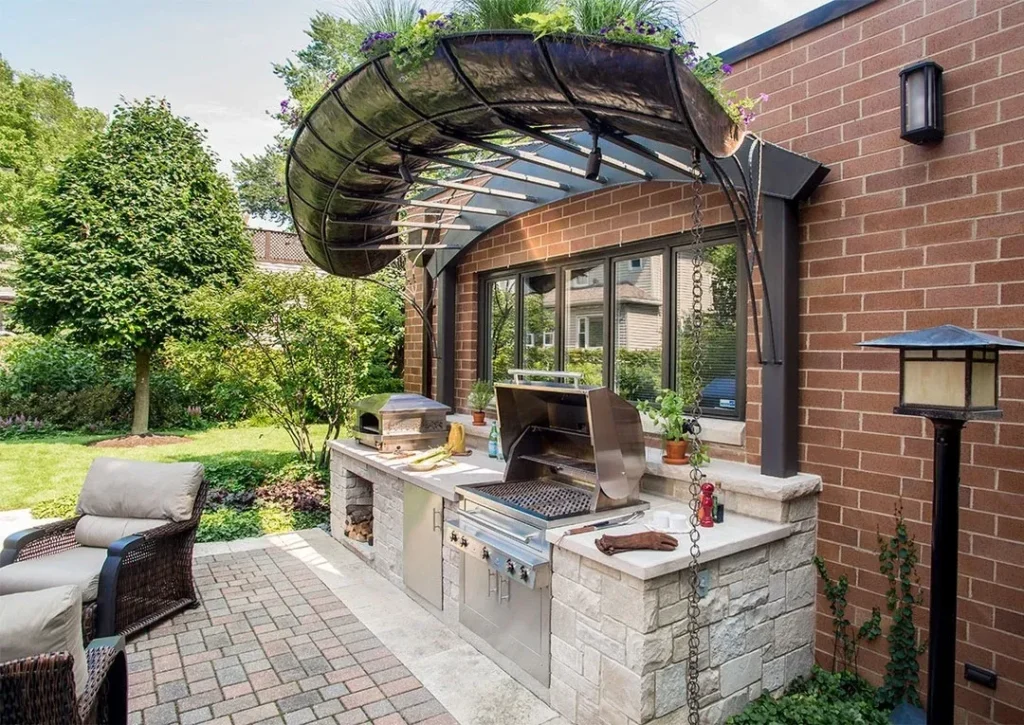 Curved Awning Outdoor Kitchen Ideas
