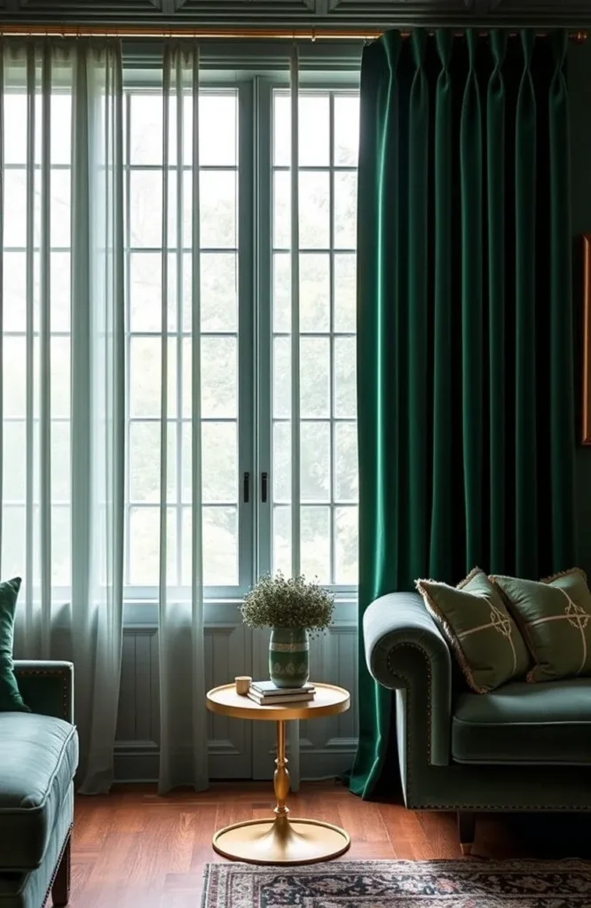 Emerald Green Velvet Curtains for Living Room
