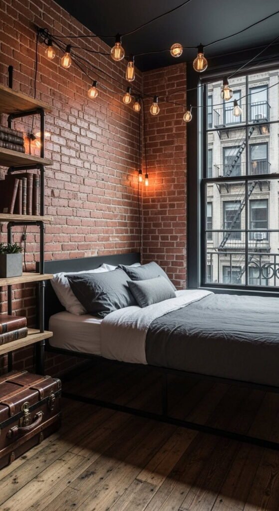 7 Small Apartment Bedroom Ideas with Storage Elevate Styling for Compact Living Industrial Chic Bedroom