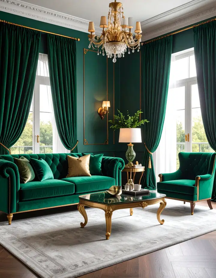 luxurious velvet living room drapes