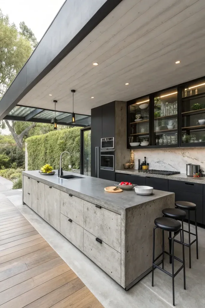 Minimalist Kitchen with Concrete Countertops