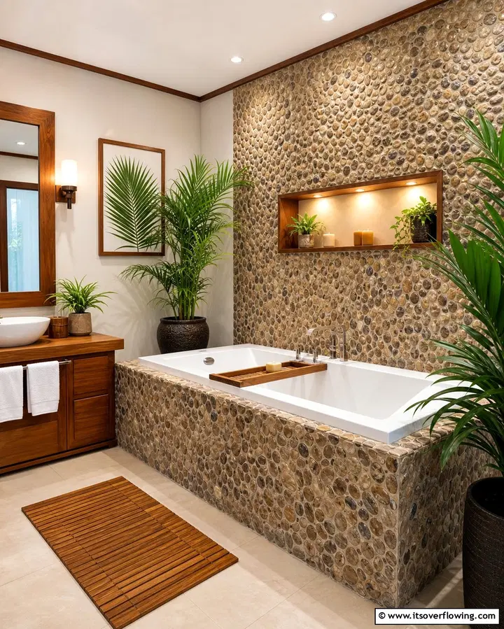Natural Pebble Tile Bathroom