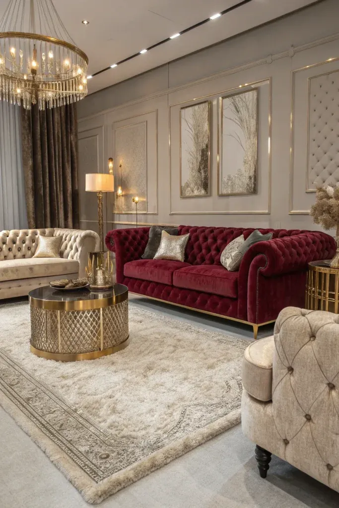 9 Glam Living Room High-End Furniture Layouts Featuring Stunning Premium Finishes Plush Rugs