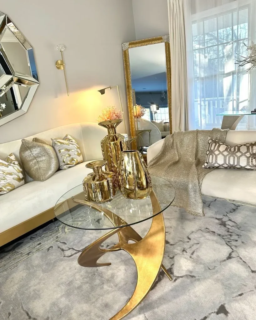 9 Glam Living Room High-End Furniture Layouts Featuring Stunning Premium Finishes Sculptural Decor