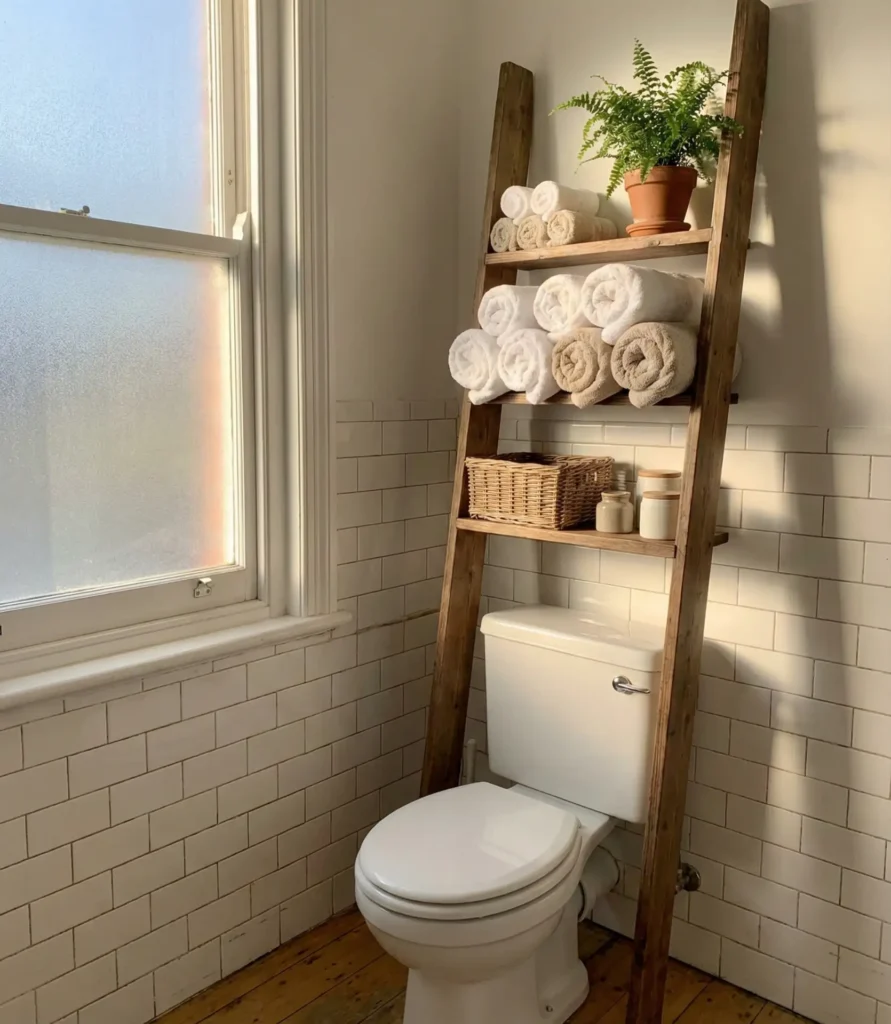 8 Small Space Storage Ideas to Maximize Every Inch of Your Home Vertical Bathroom Shelving Above the Toilet