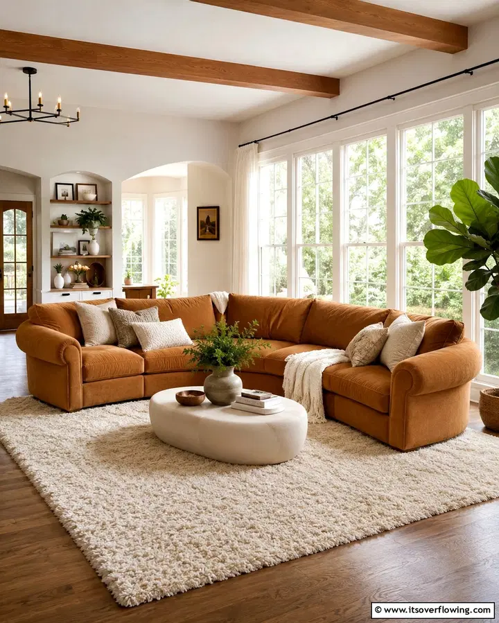 Warm Living Room with Sectional Sofa